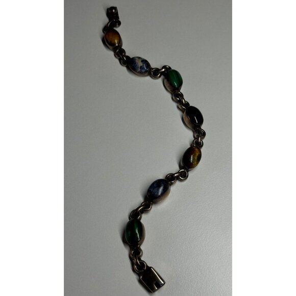 925 STERLING SILVER AGATE BRACELET - Picture 5 of 11